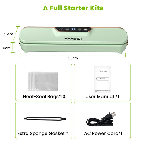 VAVSEA Vacuum Sealer, 62Kpa Food Sealer Machines with 4 Modes, Dry/Draw/Seal/Vac, Dry & Moist Food Storage Sous Vide for Kitchen