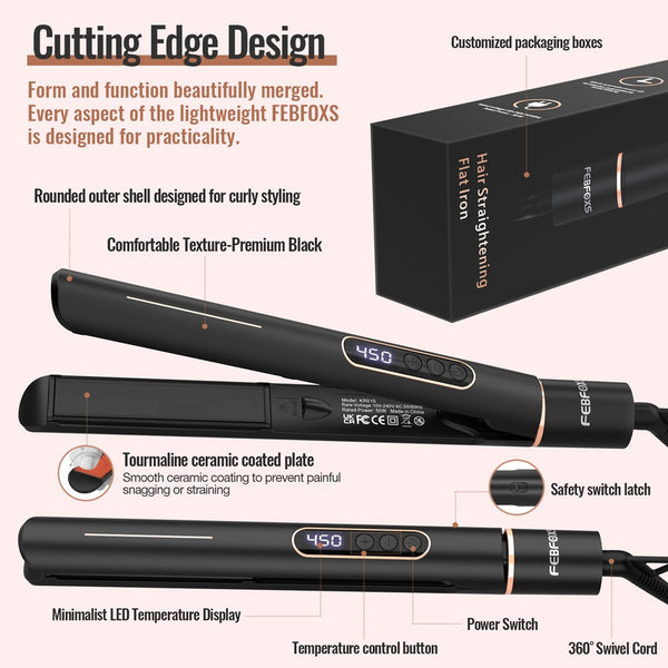 NEXPURE 1 inch Flat Iron, 2 in 1 Hair Straightener & Curling Iron Styling Tool, Fast Heat-Up