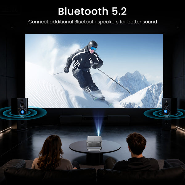 2000 ANSI Official Licensed Google TV Smart Projector 4K Full HD, with Wifi and Bluetooth, HAPPRUN Home Theater with 270° Stand