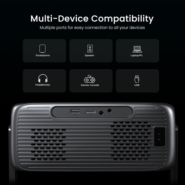 2000 ANSI Official Licensed Google TV Smart Projector 4K Full HD, with Wifi and Bluetooth, HAPPRUN Home Theater with 270° Stand