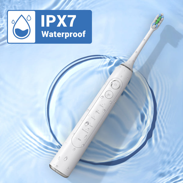 NEXPURE Sonic Electric Toothbrush for Adults, 2 Minute Smart Timer, 60 Day Long Battery Life, 4 Brush Heads & 5 Modes for Gentle Gum Care, White