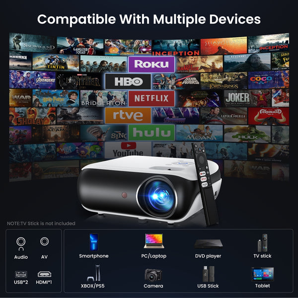 Google TV Smart Projector, HAPPRUN 4K UHD Home Theater with Dolby Sound, Wi-Fi & Bluetooth, Built-in Streaming Apps