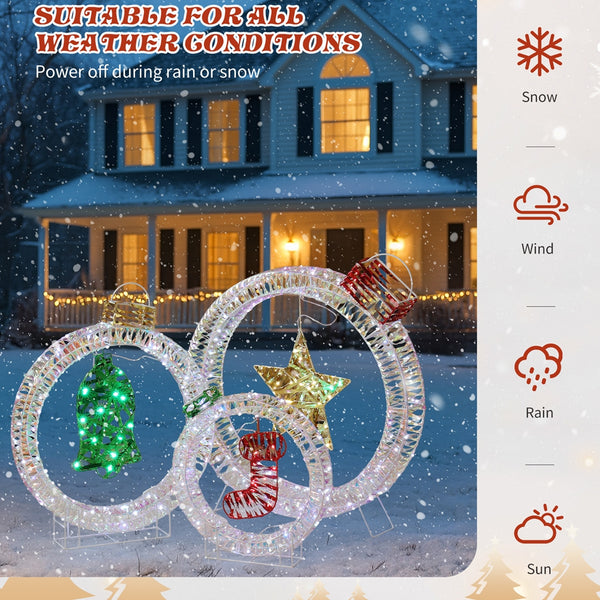 Set of 3 Lighted Iridescent Light Bulb Christmas Decorations, Holiday Decor with 295 White LED Lights for Xmas Outdoor Decor