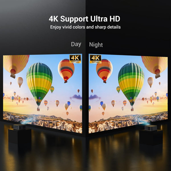 2000 ANSI 4K Full HD Projector with WiFi and Bluetooth, HAPPRUN Movie Home Theater with Auto Focus