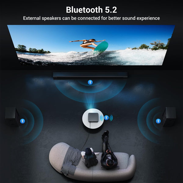 2000 ANSI 4K Full HD Projector with WiFi and Bluetooth, HAPPRUN Movie Home Theater with Auto Focus