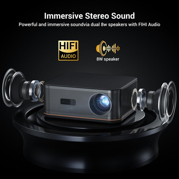 2000 ANSI 4K Full HD Projector with WiFi and Bluetooth, HAPPRUN Movie Home Theater with Auto Focus
