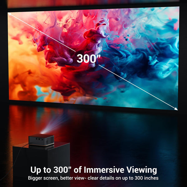 2000 ANSI 4K Full HD Projector with WiFi and Bluetooth, HAPPRUN Movie Home Theater with Auto Focus