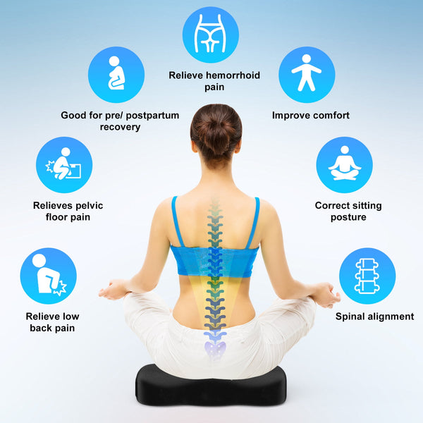 NEXPOW Memory Foam Seat Cushion Cooling Gel Butt Pillow for Tailbone Pain Relief - Chair Cushion