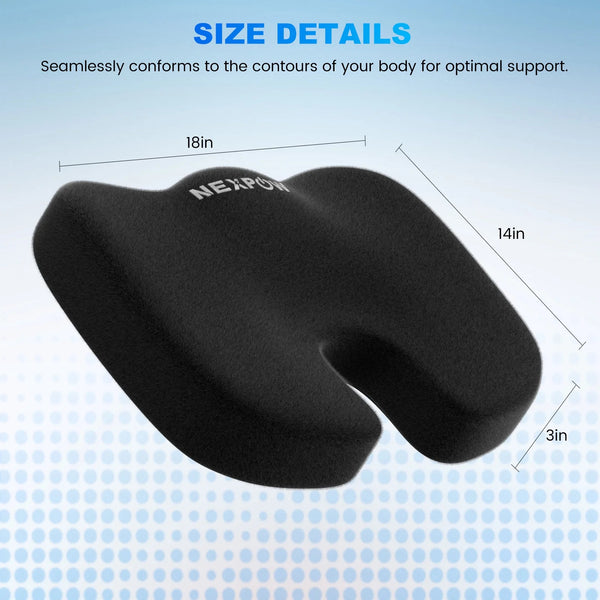 NEXPOW Memory Foam Seat Cushion Cooling Gel Butt Pillow for Tailbone Pain Relief - Chair Cushion