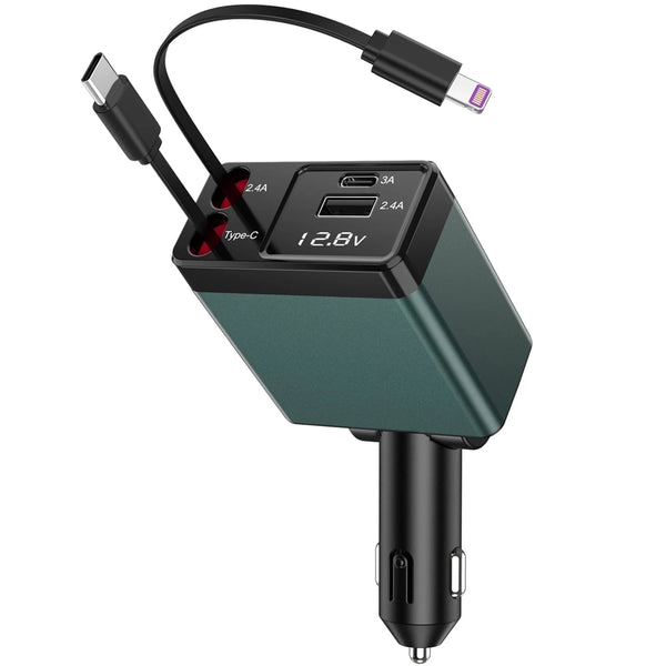 NEXPOW Car Charger Adapter,150W Fast Charger 4 in 1 Car Phone Charger with Cables(2.6ft),180° Adjustable