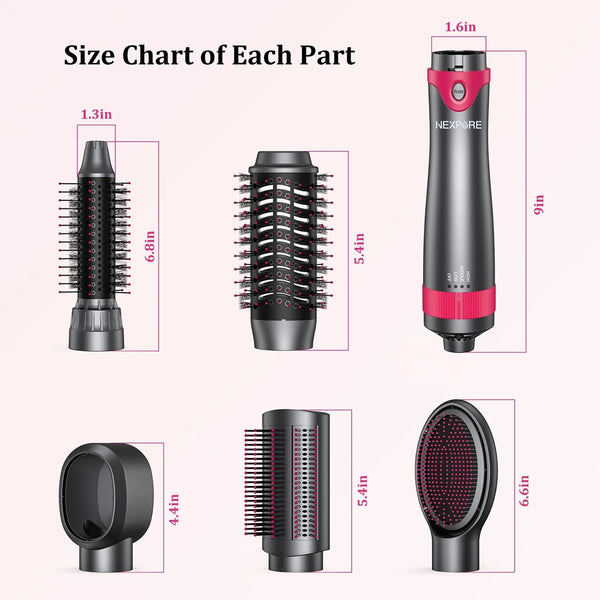NEXPURE Hair Dryer Brush Set, 1" 5 in 1 Hot Air Brush, Drying, Volumizer Hair Styling Tools, Gray