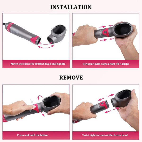 NEXPURE Hair Dryer Brush Set, 1" 5 in 1 Hot Air Brush, Drying, Volumizer Hair Styling Tools, Gray