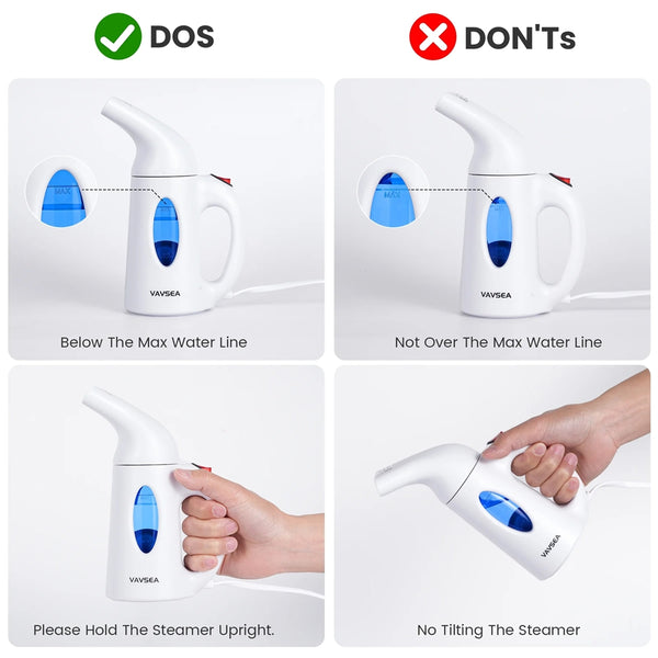 VAVSEA Steamer for Clothes, Portable Garment Steamer, Wrinkles/ Steam/ Soften/ Clean/ Sterilize