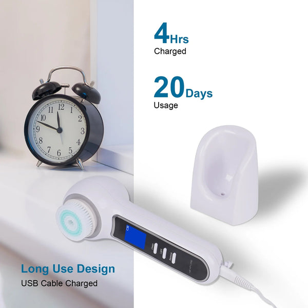 NEXPURE Facial Cleansing Brush - IPX7 Waterproof with LCD Screen, Electric face scrubber for Exfoliation, Massage and Deep Cleansing