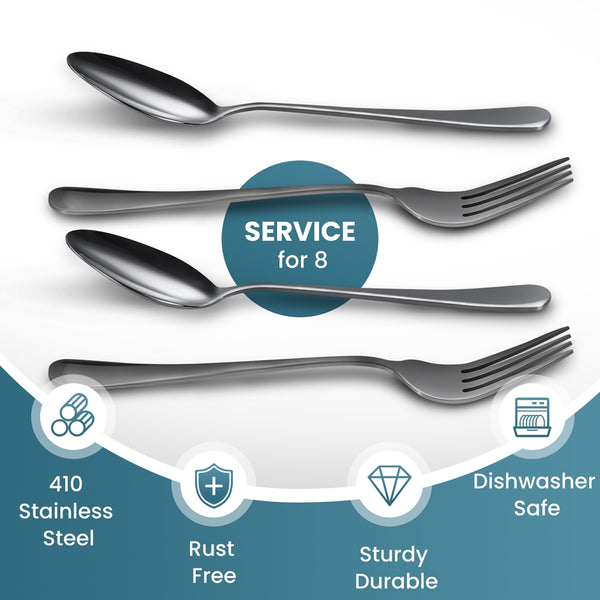 VAVSEA Black Silverware Set, 20 Pcs Flatware Set for 4, Heavy Duty Stainless Steel Spoons and Forks for Home and Restaurant