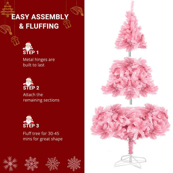 FCH 7ft 1400 Branch PVC Branch Iron Bracket Christmas Tree Pink