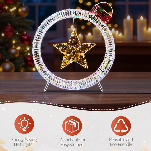 Set of 3 Lighted Iridescent Light Bulb Christmas Decorations, Holiday Decor with 295 White LED Lights for Xmas Outdoor Decor