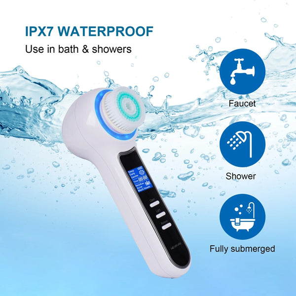 NEXPURE Facial Cleansing Brush - IPX7 Waterproof with LCD Screen, Electric face scrubber for Exfoliation, Massage and Deep Cleansing