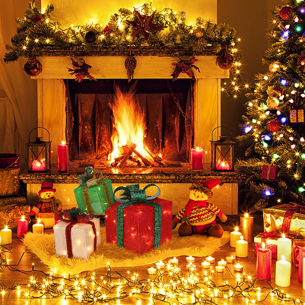 Box ABS Plastic Frame LED 60 Light Warm White Light Three-Piece Set Onion Cloth Christmas Gift Box