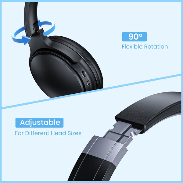 TOPVISION Noise Cancelling Headphones, Wireless Bluetooth Headphones with Clear Calls, Deep Bass, Foldable Headphone for Home Work