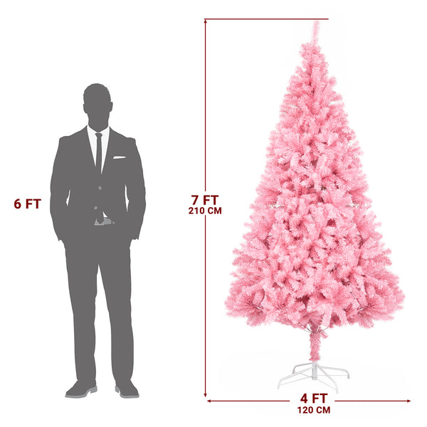 FCH 7ft 1400 Branch PVC Branch Iron Bracket Christmas Tree Pink