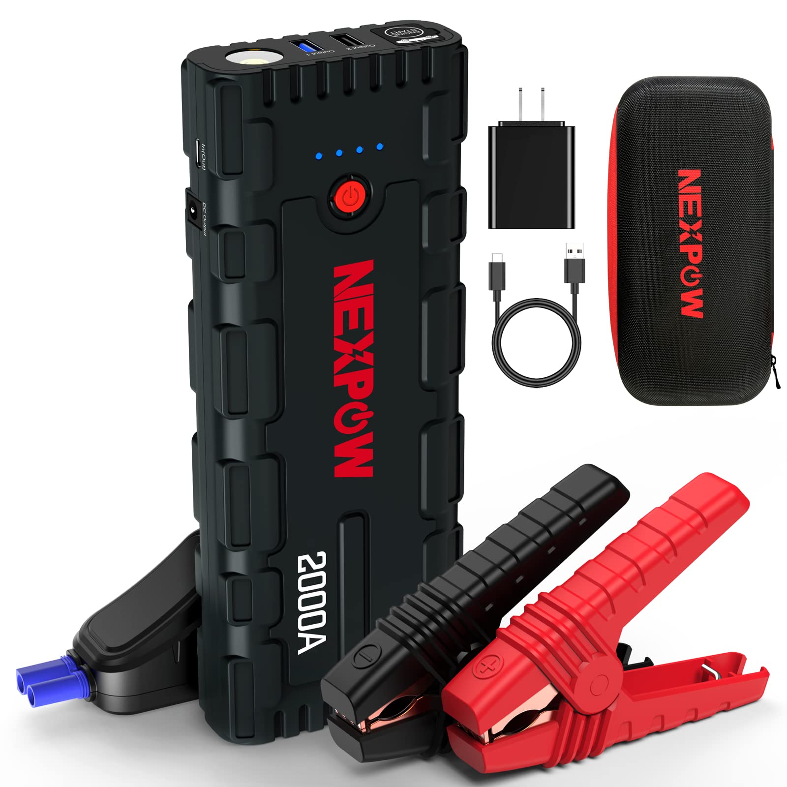 TIWKICH A11 Portable Automotive Jump Starter 2000A 12V Lithium Car Battery  Booster Jump Starter Pack with LCD Display, USB Quick Charge, for Up to