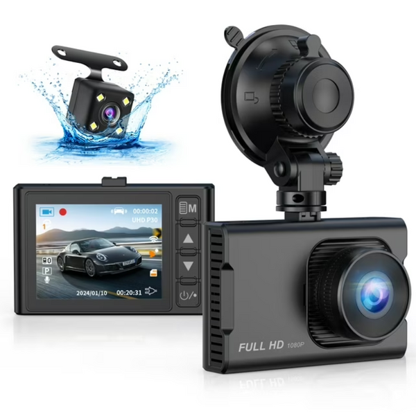 ZJ Dash Cam Front and Rear, 1080P Full HD Dash Camera, Dashcam with Night Vision, Car Camera with 3-inch LCD Display, Parking Mode, G-Sensor, Loop Recording, WDR